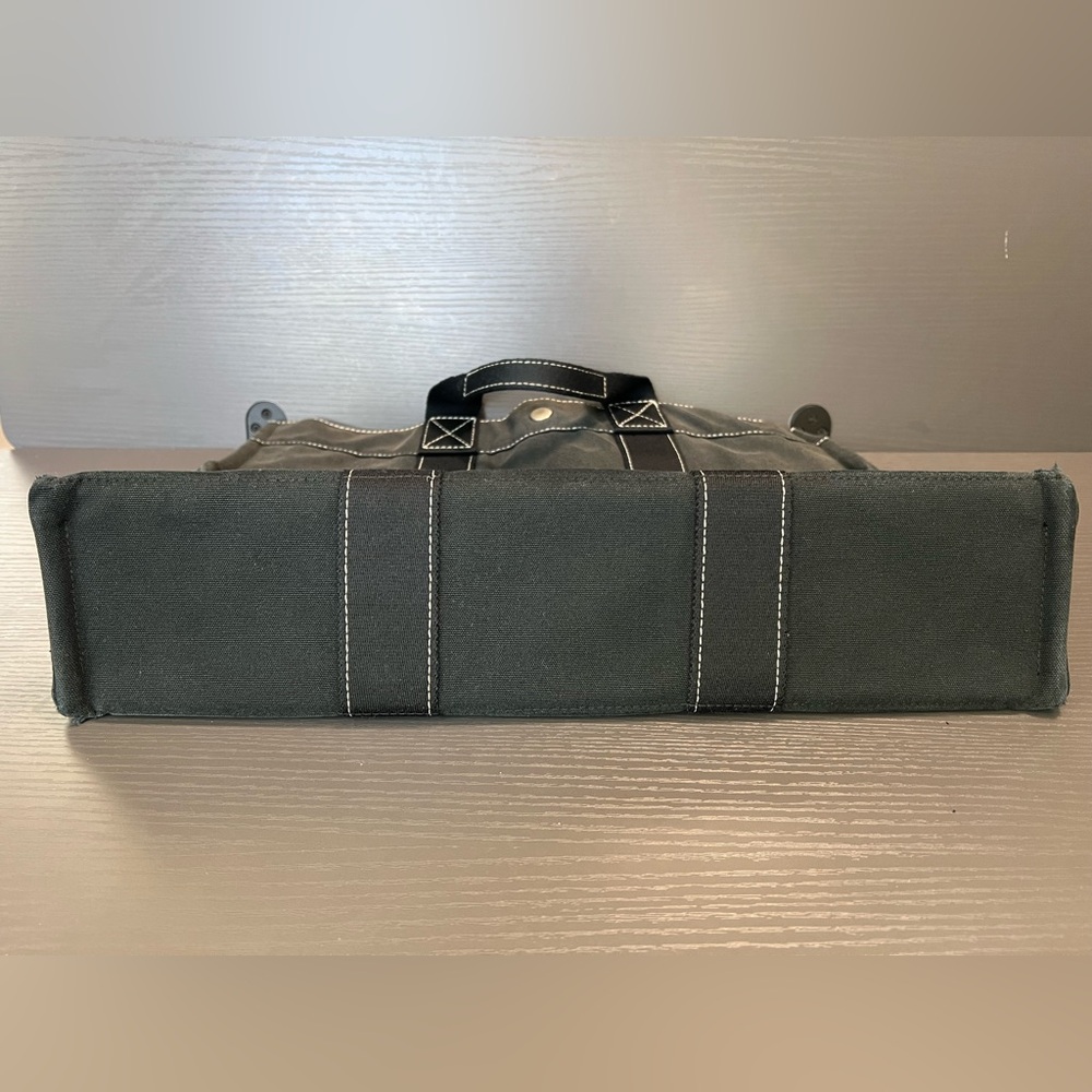 Hermes Tote Unisex Black Canvas with Black Detailing & White Stitching - Picture 6 of 15